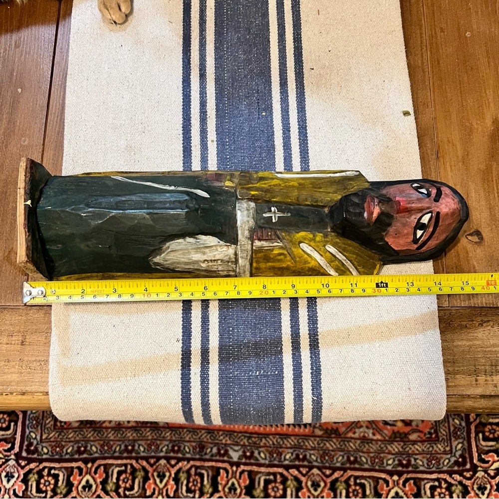 Vtg Santos Figure Religious Folk Art Wooden Carved Saint Jesus Handmade 15.5” - Picture 5 of 6